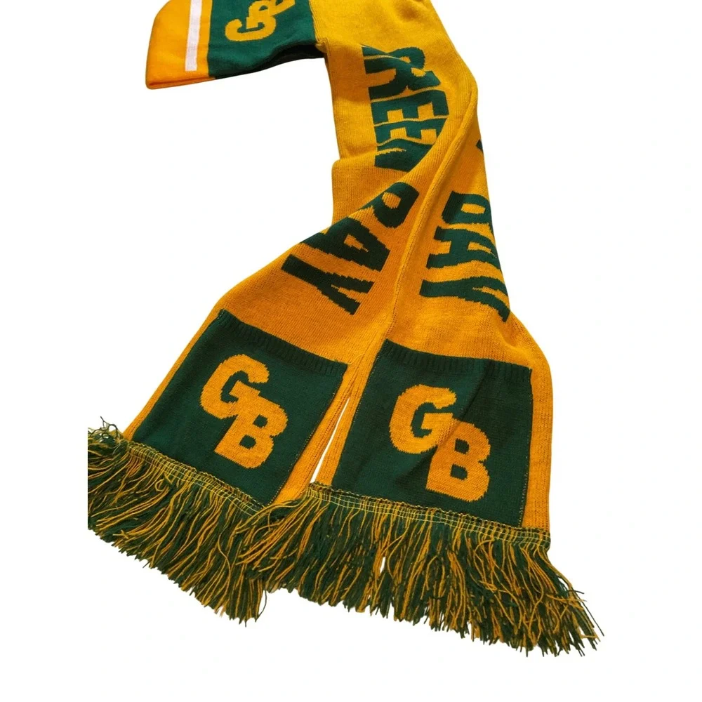 Green Bay Packers GB Football‎ Scarf Knitted Fringed Yellow Green